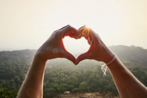 Heart shape against sunset