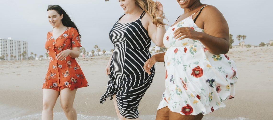 Curvy women at the beach