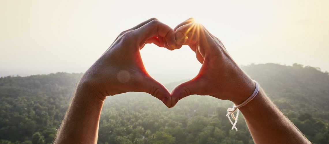 Heart shape against sunset